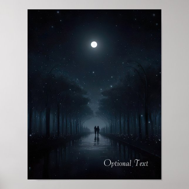 Customisable Midnight Stroll in Moonlight Poster (Front)