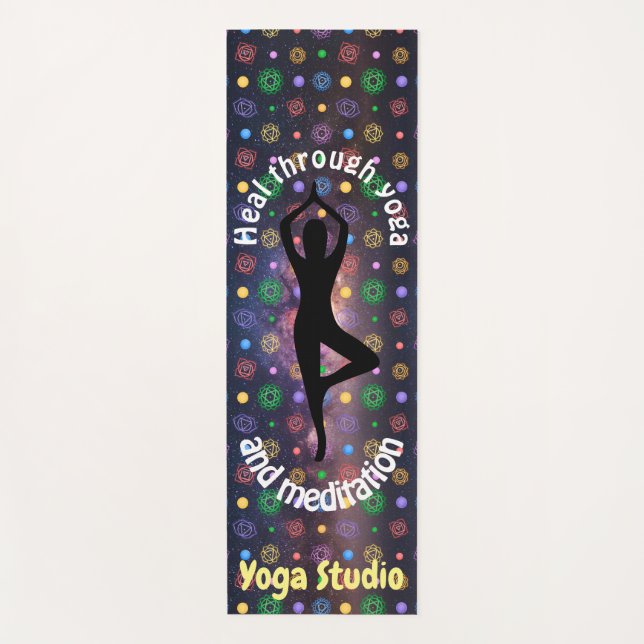 Customisable milky way chakra yoga pose yoga mat (Front)