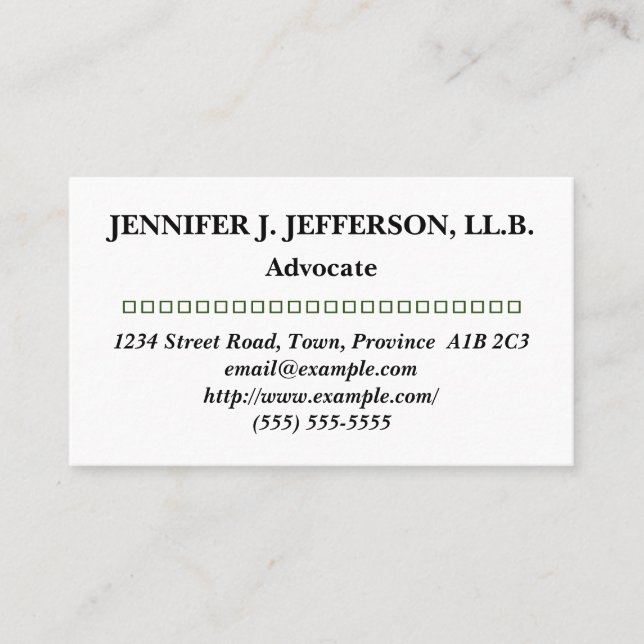 Customisable & Minimal Advocate Business Card (Front)