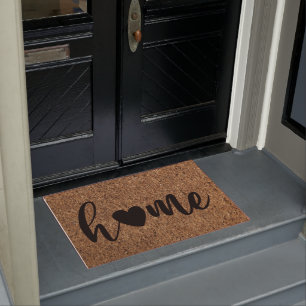 Customisable Minimal Faux Coir Home with Heart Doormat