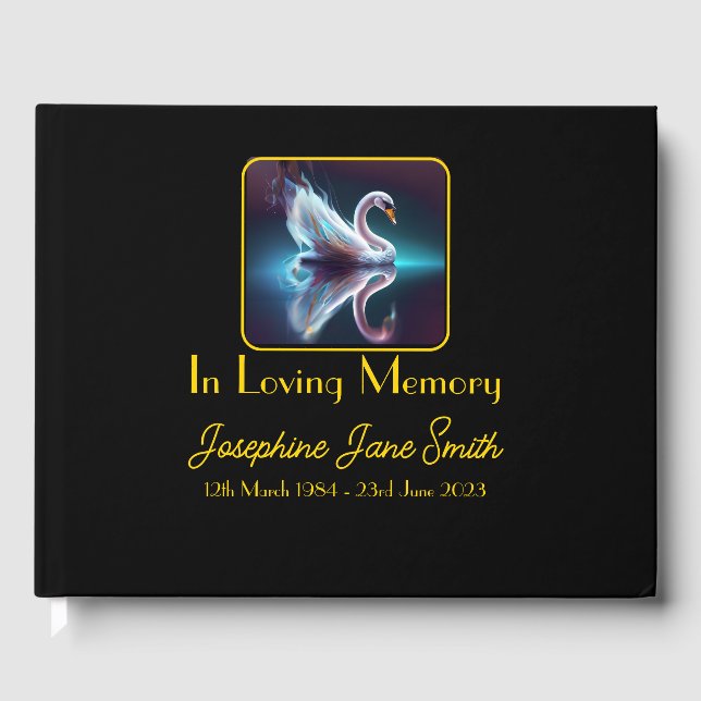 Customisable Minimal Funeral Memorial Guest Swan Book (Front)
