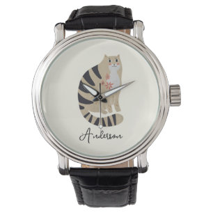 Customisable Minimalist Cute Smiling Cat Watch