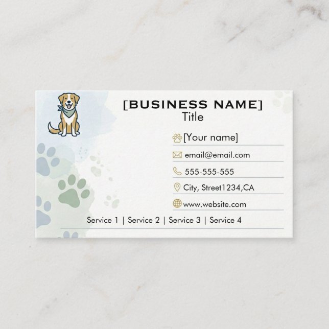 Customisable Minimalist Dog Trainer Business Card  (Front)