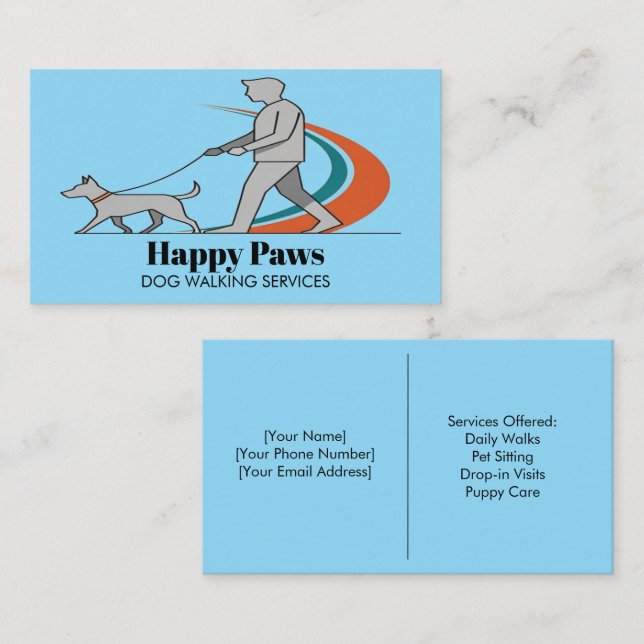 Customisable Minimalist Dog Walker Business Card (Front/Back)