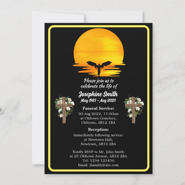 Customisable Minimalist Funeral Invitation Card (Front)