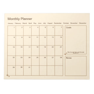 Customisable Minimalist Monthly Planner Notepad