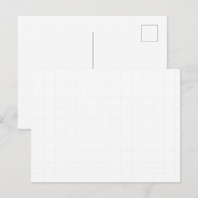 Customisable Minimalist White Grid Texture Holiday Postcard (Front/Back)