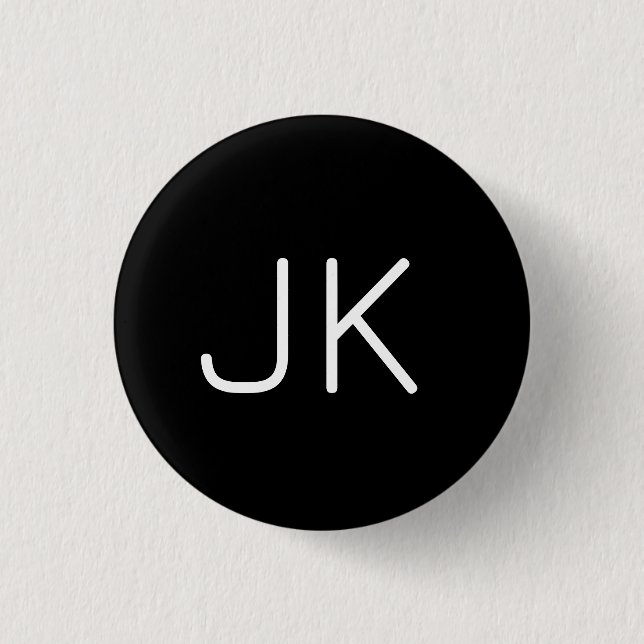 Customisable minimalistic initials name 3 cm round badge (Front)