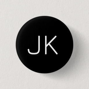 Customisable minimalistic initials name 3 cm round badge
