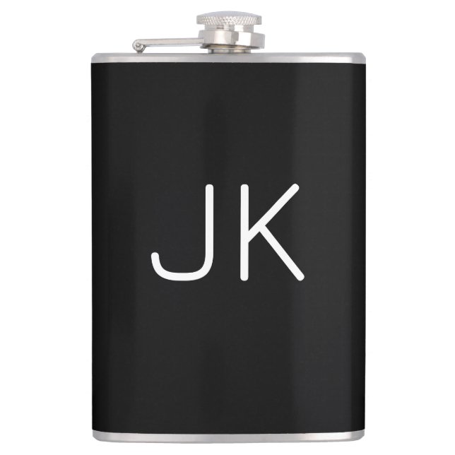 Customisable minimalistic initials name hip flask (Front)