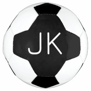 Customisable minimalistic initials name soccer ball