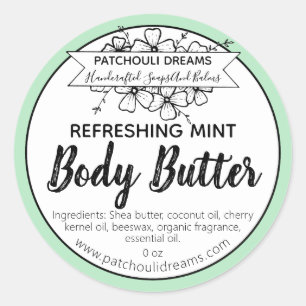 Customisable Mint Body Butter Label Handmade