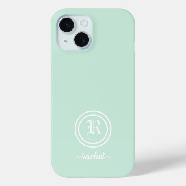 Customisable Mint Green Monogram Phone Case (Back)
