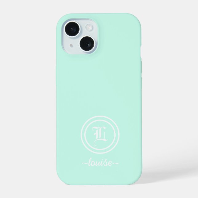 Customisable Mint Green Monogram Phone Case (Back)