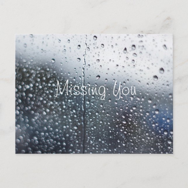 Customisable Missing You Rain Postcard (Front)