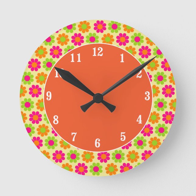 Customisable Mod Flower Power Round Clock (Front)