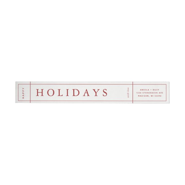 Customisable Modern Christmas Envelope Label - Red (Individual)