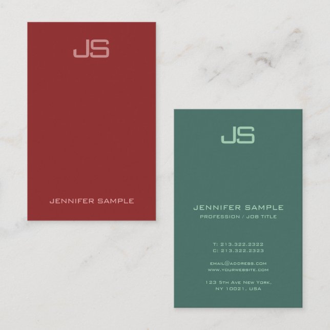 Customisable Modern Elegant Monogram Vertical Business Card (Front/Back)