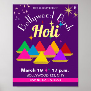 Customisable Modern Hindu Holi Festival Colours  Poster
