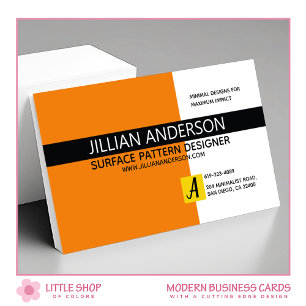 Customisable Modern Minimalist Orange Colour Block Business Card
