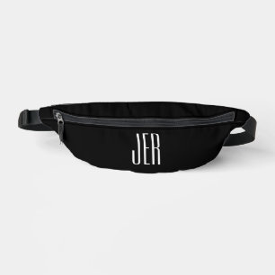 Customisable Modern Monogram Initials Black White Bum Bags