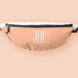 Customisable Modern Monogram Initials Peach White Bum Bags