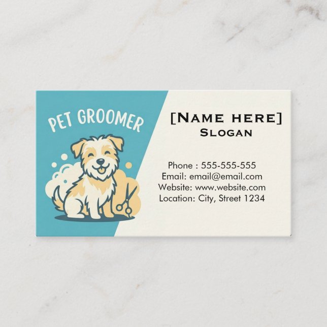Customisable Modern Pet Groomer Business Card (Front)