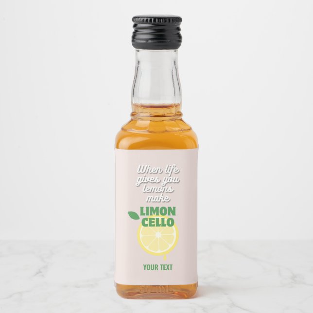 Customisable Modern Pink Italian Lemon Limoncello  Liquor Bottle Label (Front)