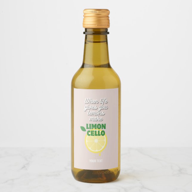 Customisable Modern Pink Italian Lemon Limoncello  Wine Label (Front)