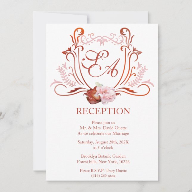 Customisable Modern Reception Layout Invitation (Front)