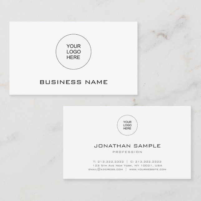 Customisable Modern Simple Logo Here Template Business Card (Front/Back)