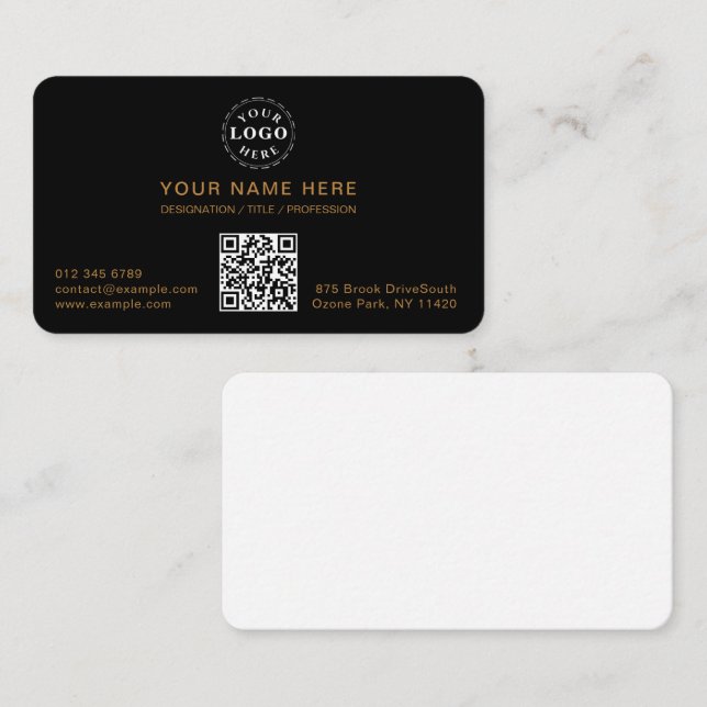 Customisable Modern Solid Black Rounded Business Card (Front/Back)