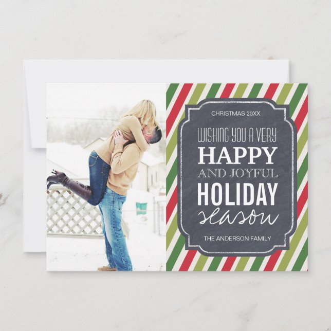 Customisable Modern Stripes Christmas Photo Cards (Front)