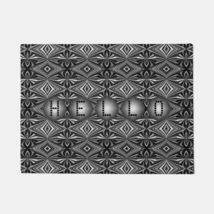 Customisable Modern Stylish B/W Silver Pattern Doormat