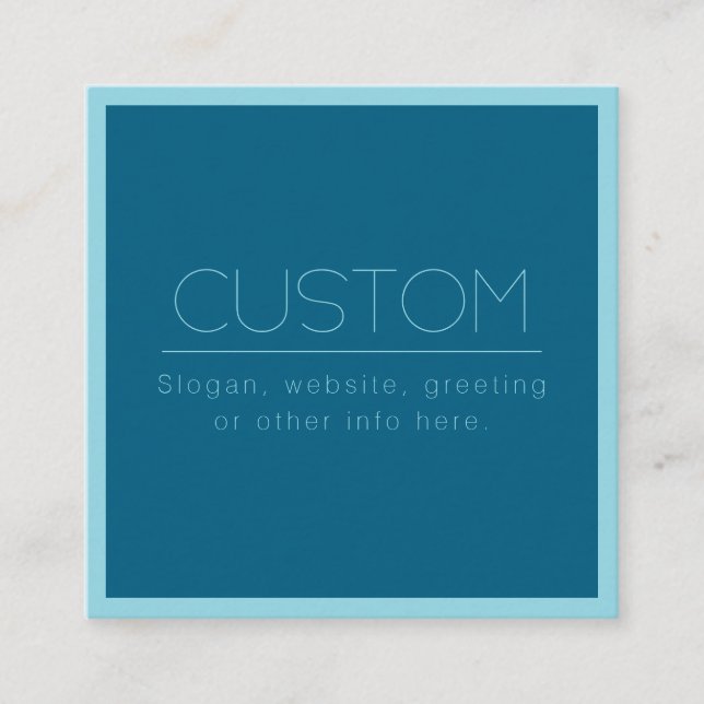 Customisable Modern Text | Ocean & Robin Egg Blue Square Business Card (Front)