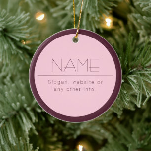 Customisable Modern Text w/Border Ceramic Tree Decoration