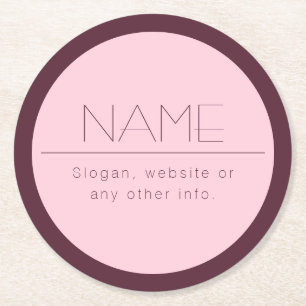 Customisable Modern Text w/Border Round Paper Coaster