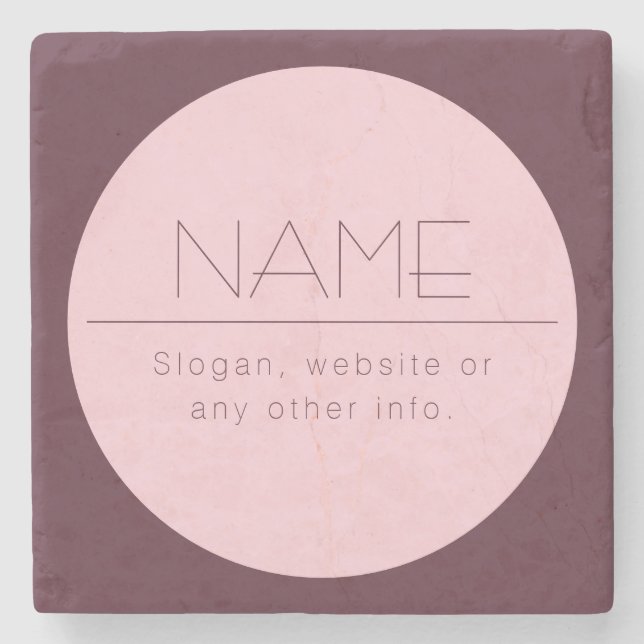 Customisable Modern Text w/Border Stone Coaster (Front)