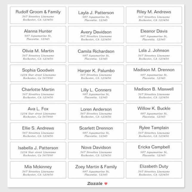 Customisable Modern Wedding Guest lable Sticker (Sheet)