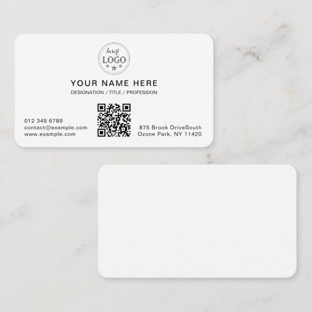 Customisable Modern White Rounded Business Card (Front/Back)