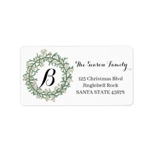 Customisable Monogram Christmas address Label