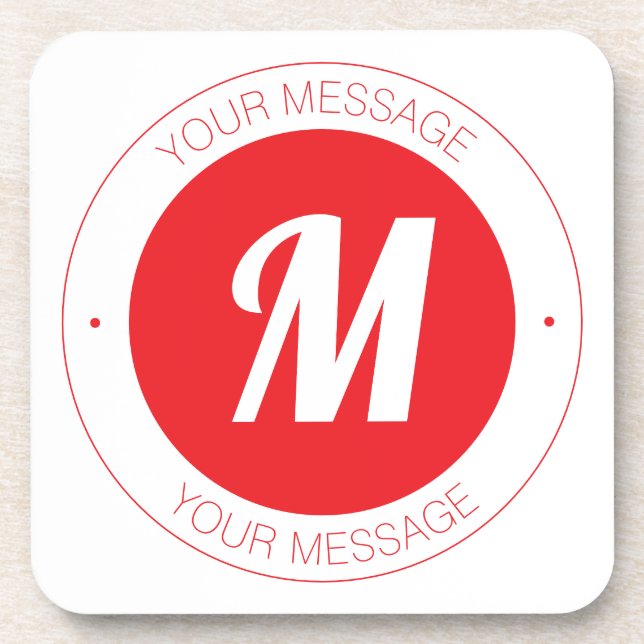 Customisable Monogram & Circular Text Template Coaster (Front)