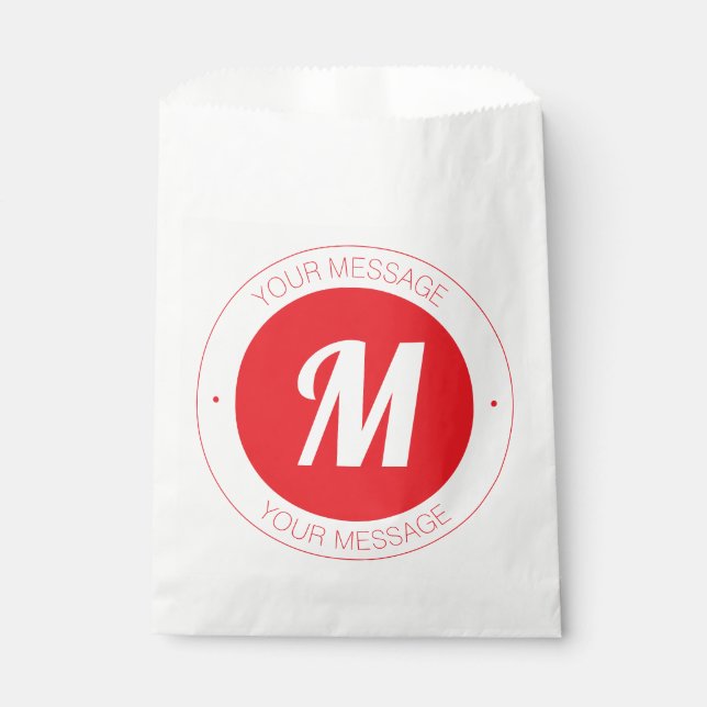 Customisable Monogram & Circular Text Template Favour Bags (Front)