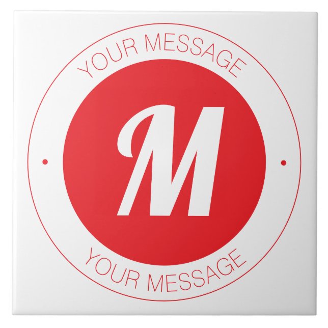 Customisable Monogram & Circular Text Template Tile (Front)