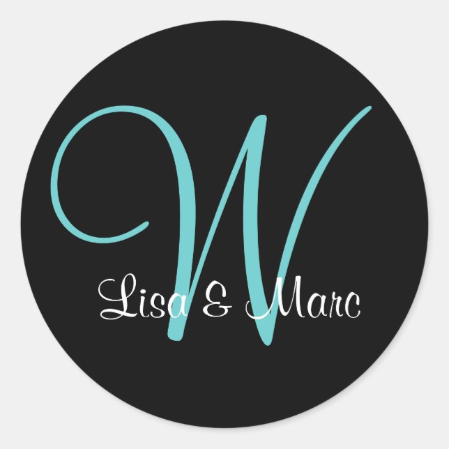 Customisable Monogram Classic Round Sticker (Front)