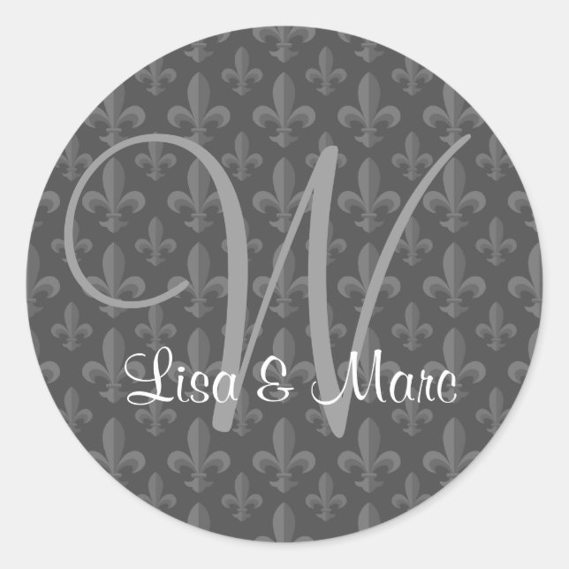 Customisable Monogram Classic Round Sticker (Front)