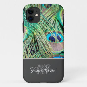 Customisable Monogram colourful peacock feathers! Case-Mate iPhone Case