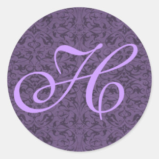 Customisable Monogram H Classic Round Sticker
