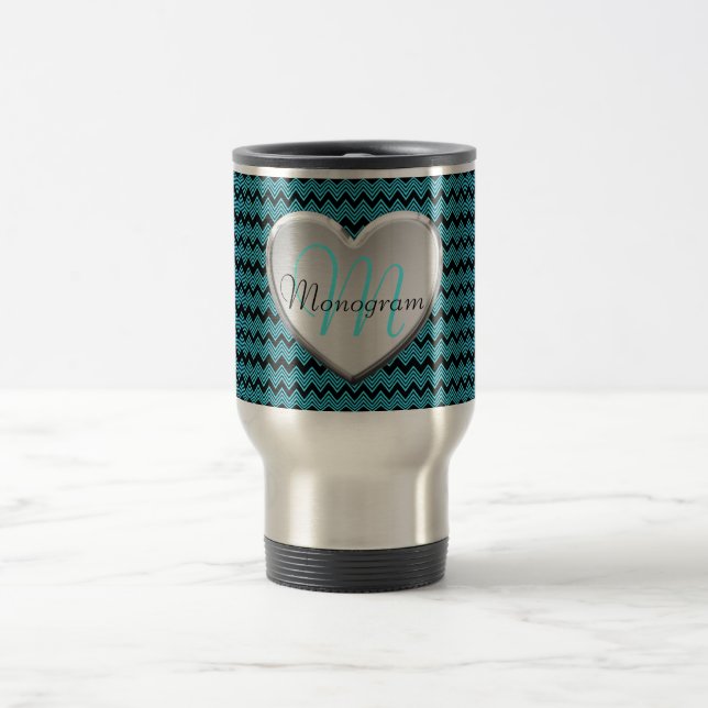 Customisable Monogram Heart Travel Mug (Center)