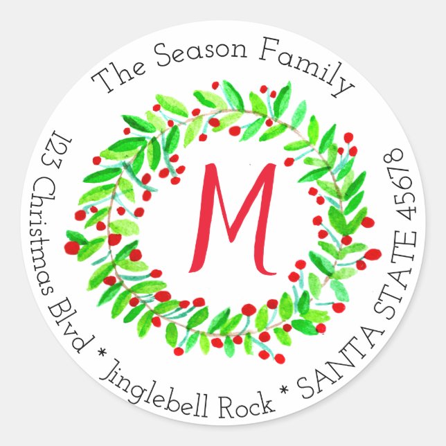 Customisable Monogram Label Christmas (Front)